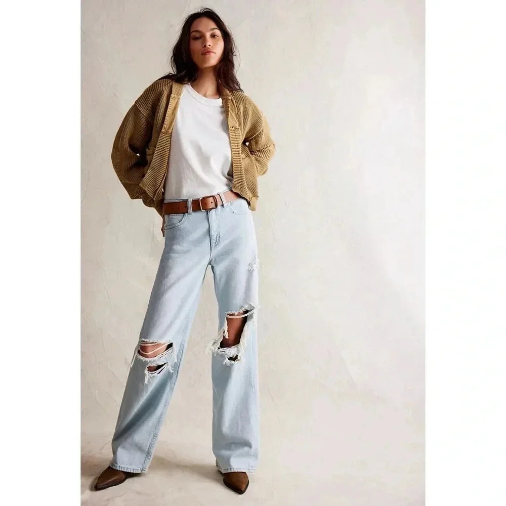 NWT Free People Tinsley Baggy High Rise Jeans Denim Wide Leg We The Free Ripper - Picture 14 of 14
